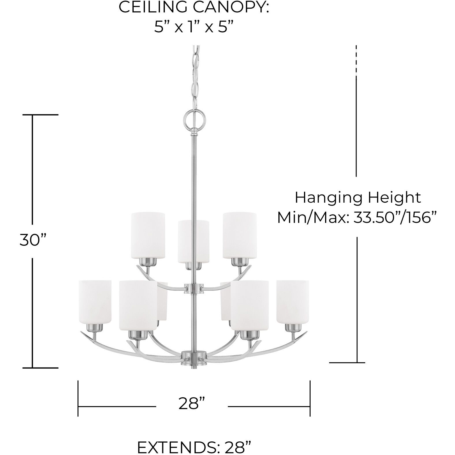 Dixon 9 Light 28 inch Brushed Nickel Chandelier Ceiling Light