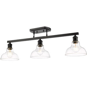 Carver 3 Light 36 inch Matte Black Semi-flush Ceiling Light
