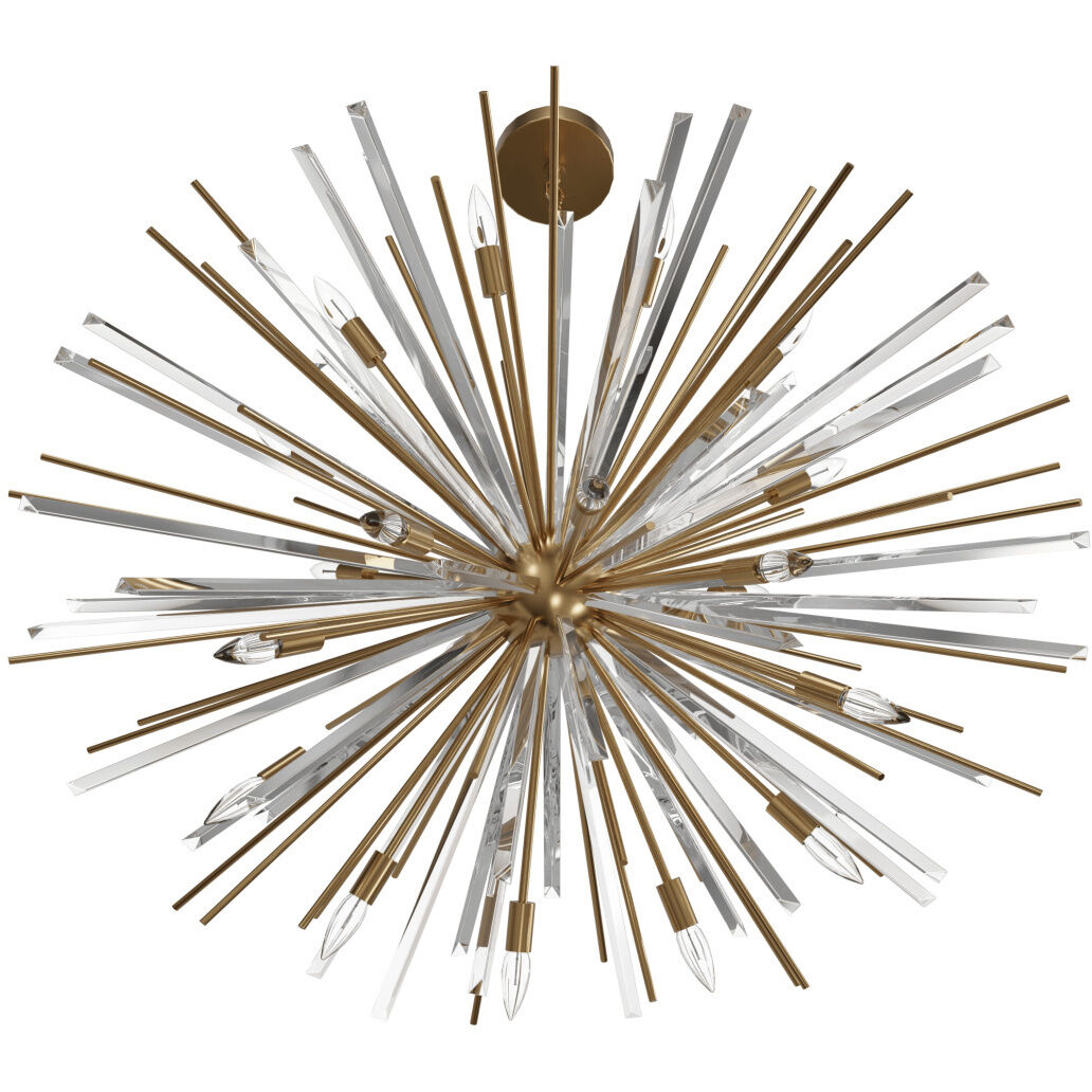 Palisades Ave. 18 Light 60 inch Aged Brass with Champagne Glass Chandelier Ceiling Light