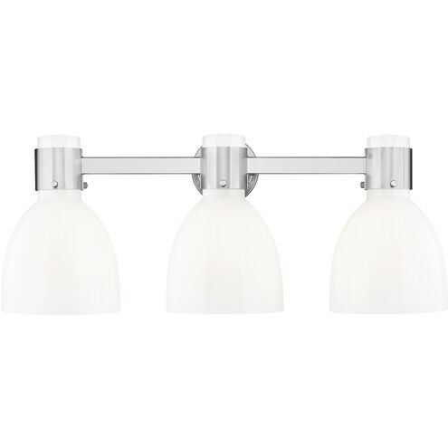 Lawton Bell 3 Light 24 inch Satin Nickel Bath Vanity Light Wall Light in Gloss White Glass
