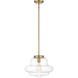 Vintage 1 Light 15 inch Natural Brass Pendant Ceiling Light