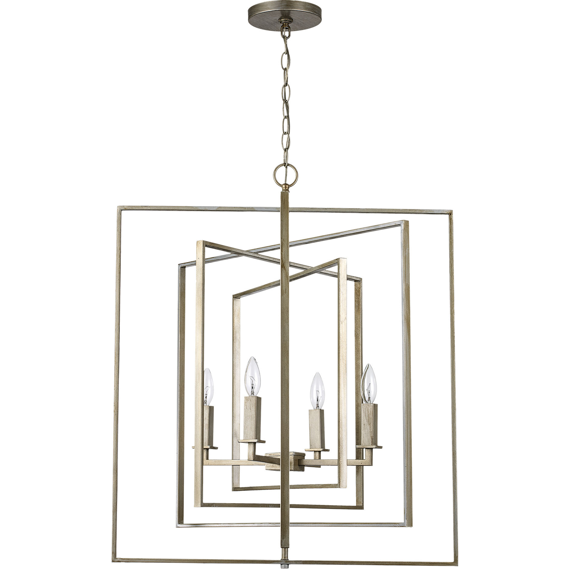 El Capitan 4 Light 26 inch Antique Silver Leaf Pendant Ceiling Light