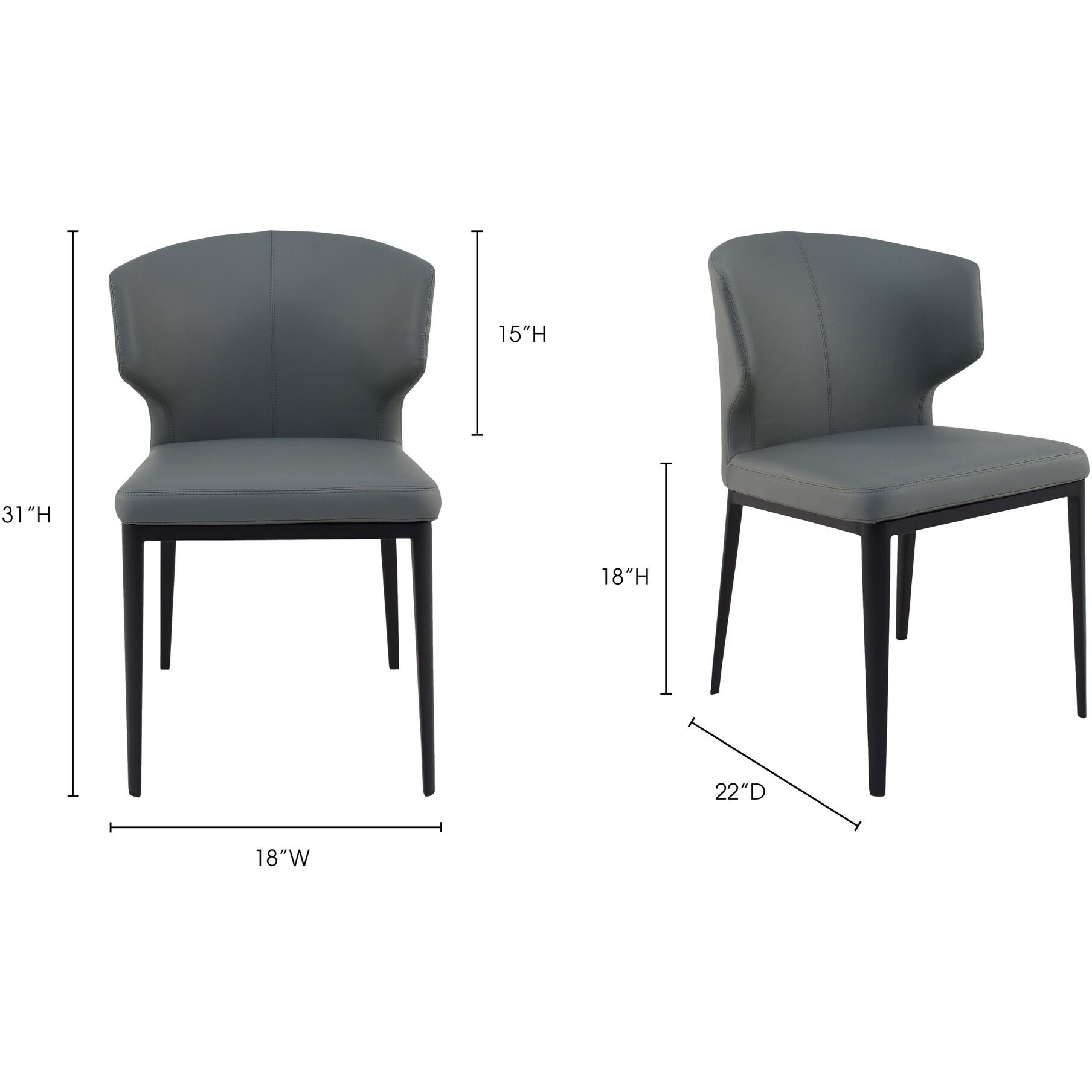 Delaney Grey Side Chair, Set of 2