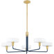 Aston 5 Light 39 inch Aged Brass/Slate Blue Chandelier Ceiling Light