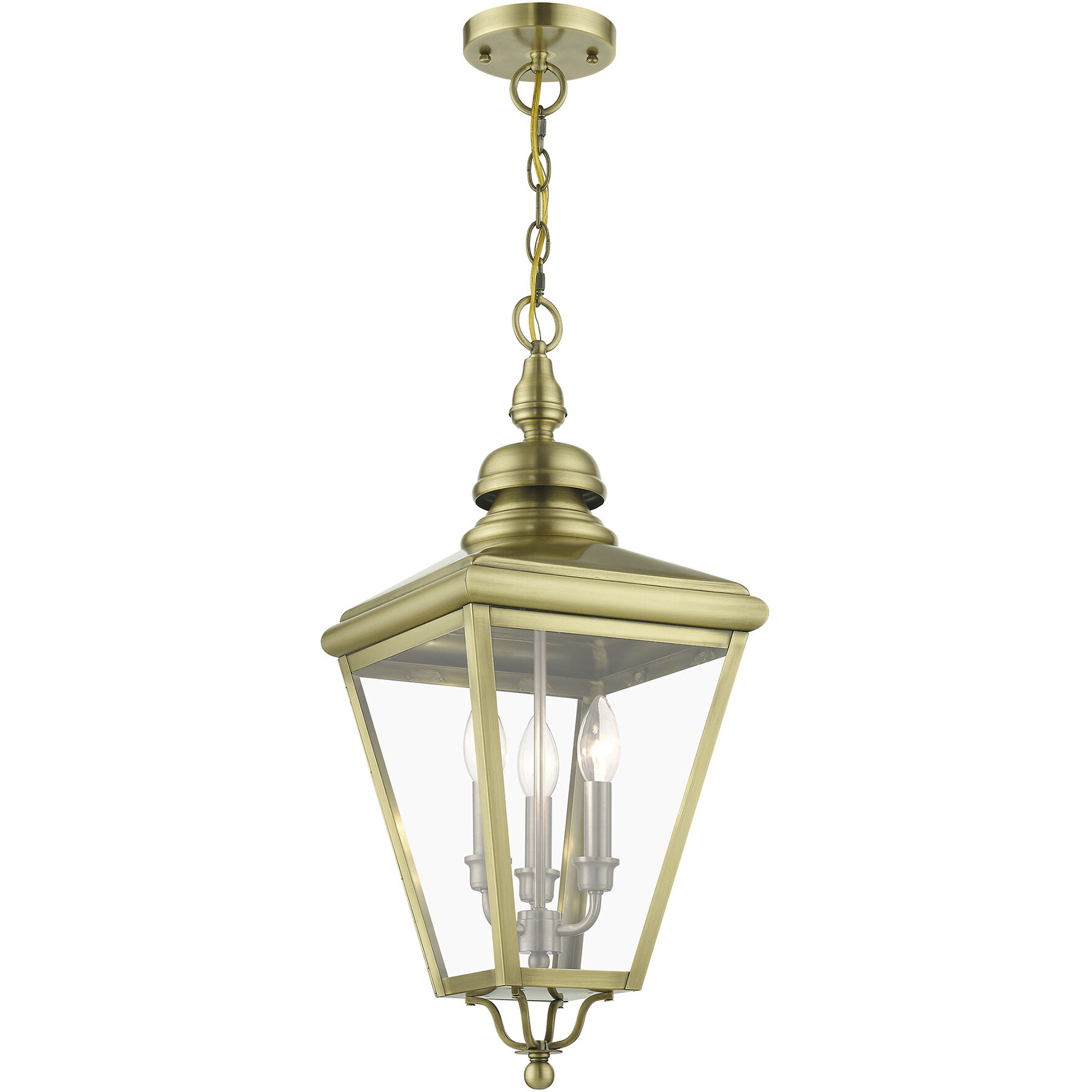 Adams 3 Light 10.63 inch Antique Brass with Brushed Nickel Finish Cluster Outdoor Large Pendant Lantern Ceiling Light