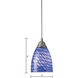 Arco Baleno 1 Light 5 inch Satin Nickel Mini Pendant Ceiling Light in Sapphire Glass