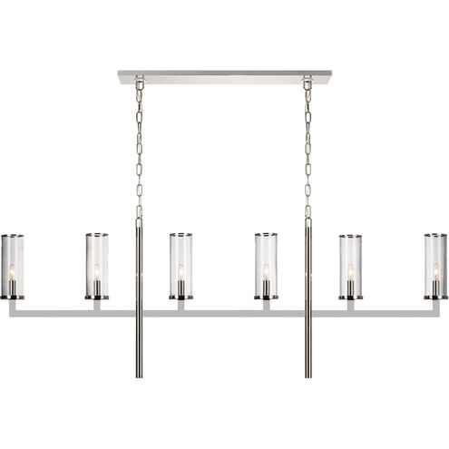 Kelly Wearstler Liaison 6 Light 62 inch Polished Nickel Linear Chandelier Ceiling Light in Clear Glass, Large