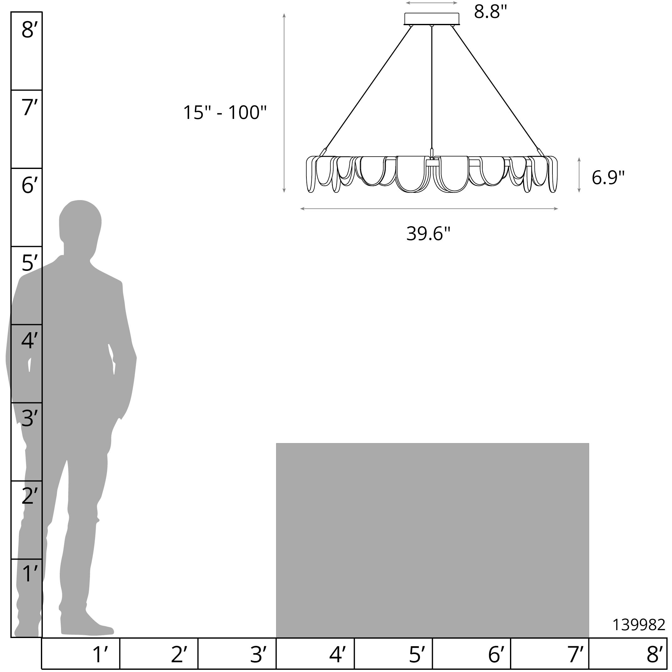 Riverbed LED 39.6 inch Sterling Pendant Ceiling Light