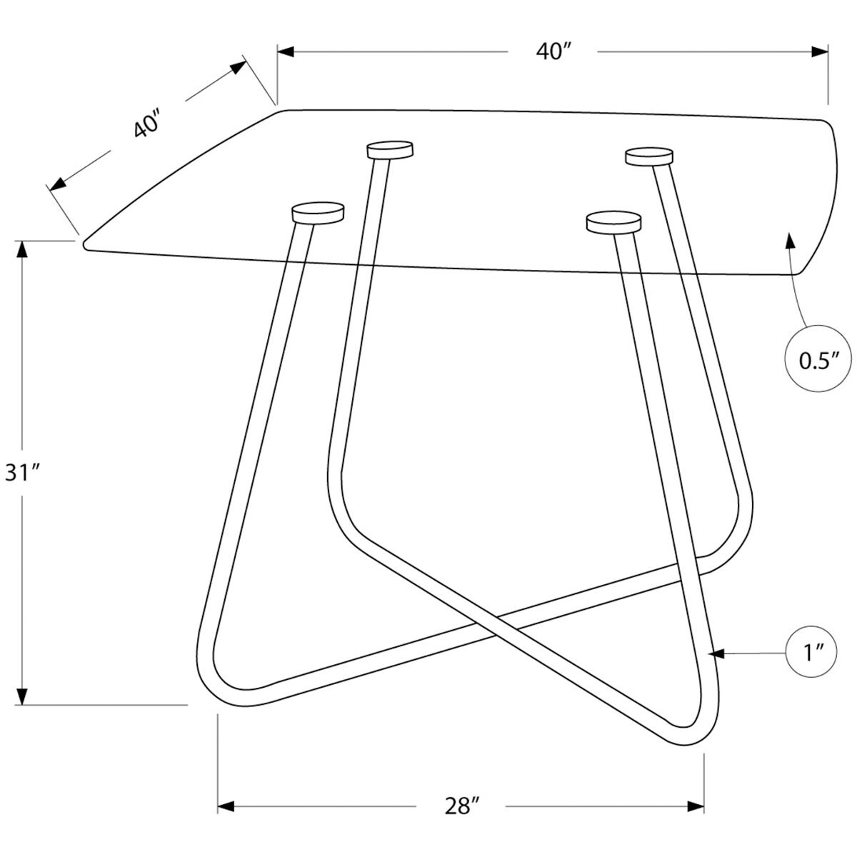 Cumru 40 X 40 inch Clear Dining Table