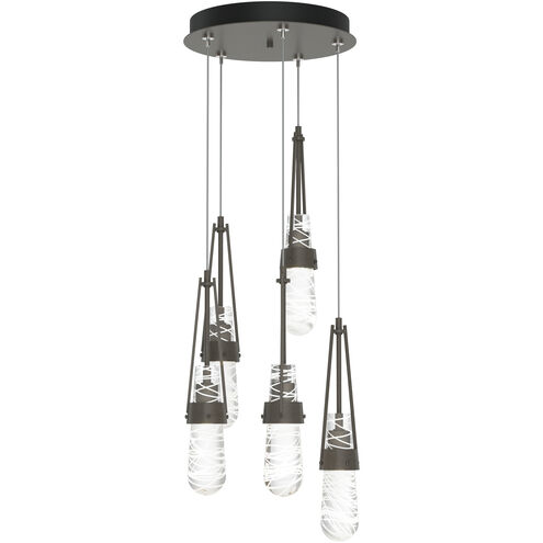 Link 5 Light 13 inch Dark Smoke Mini Pendant Ceiling Light in Clear with White Threading