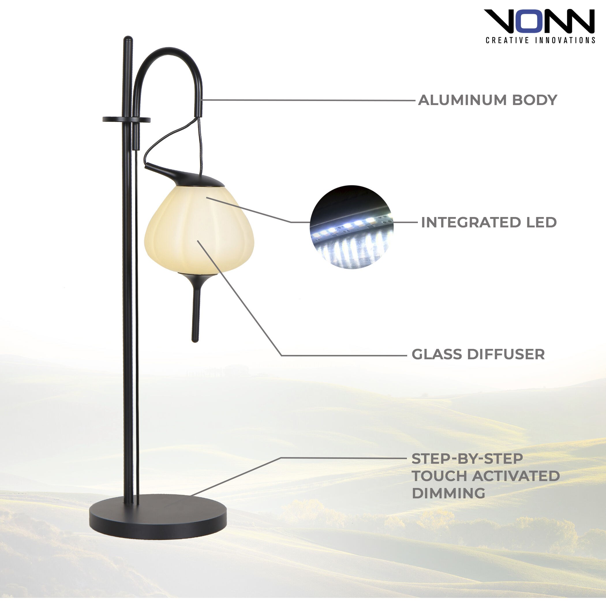 Artisan Collection/LECCE Series 19.5 inch 5 watt Black Table Lamp Portable Light