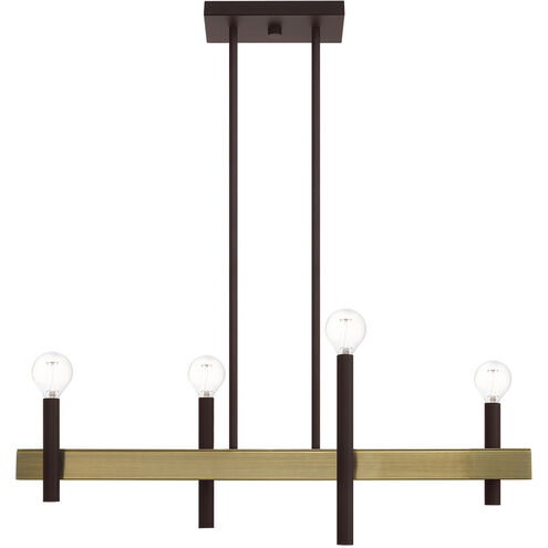 Denmark 4 Light 7 inch Bronze with Antique Brass Accents Chandelier Ceiling Light