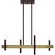 Denmark 4 Light 7 inch Bronze with Antique Brass Accents Chandelier Ceiling Light