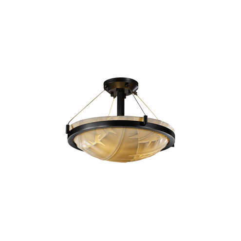 Porcelina LED 21 inch Matte Black Semi-Flush Ceiling Light in 3000 Lm LED, Waves, Ring