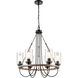 Paladin 6 Light 25 inch Matte Black Chandelier Ceiling Light in Seedy Glass