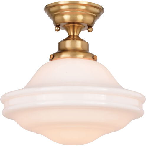 Huntley LED 12 inch Natural Brass Semi-Flush Mount Ceiling Light