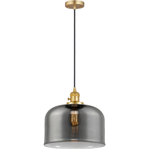 Franklin Restoration Bell 1 Light 12 inch Satin Gold Mini Pendant Ceiling Light in Incandescent, Plated Smoke