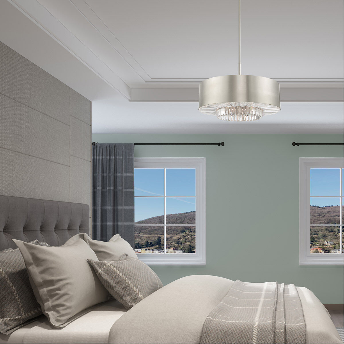 Madison 6 Light 24 inch Brushed Nickel Pendant Chandelier Ceiling Light