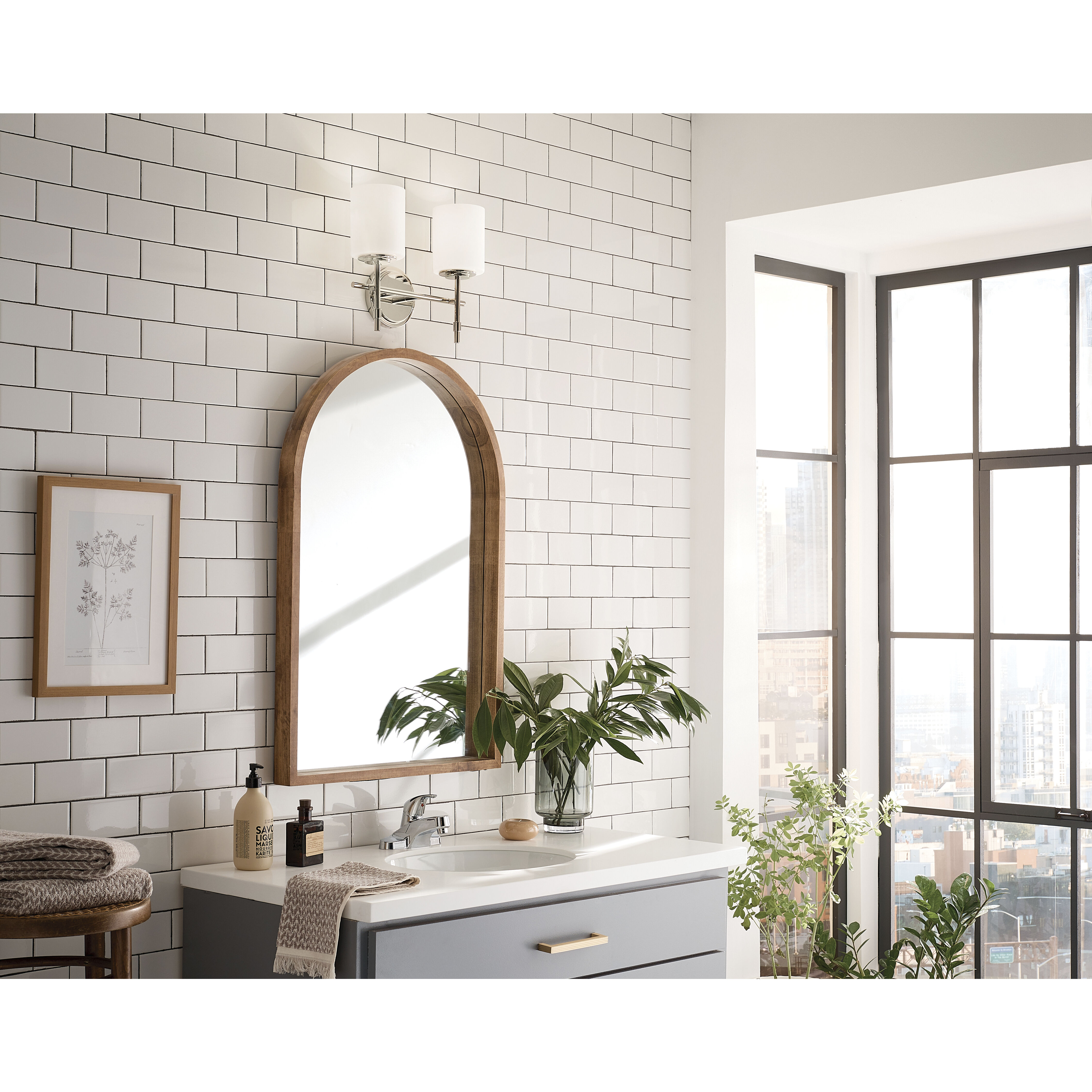 Ali 2 Light 14 inch Polished Nickel Bath Vanity Light Wall Light