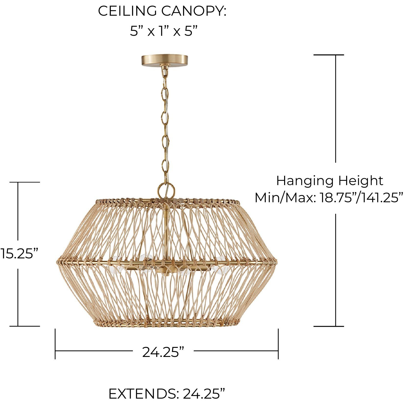 Wren 4 Light 24.25 inch Matte Brass Pendant Ceiling Light