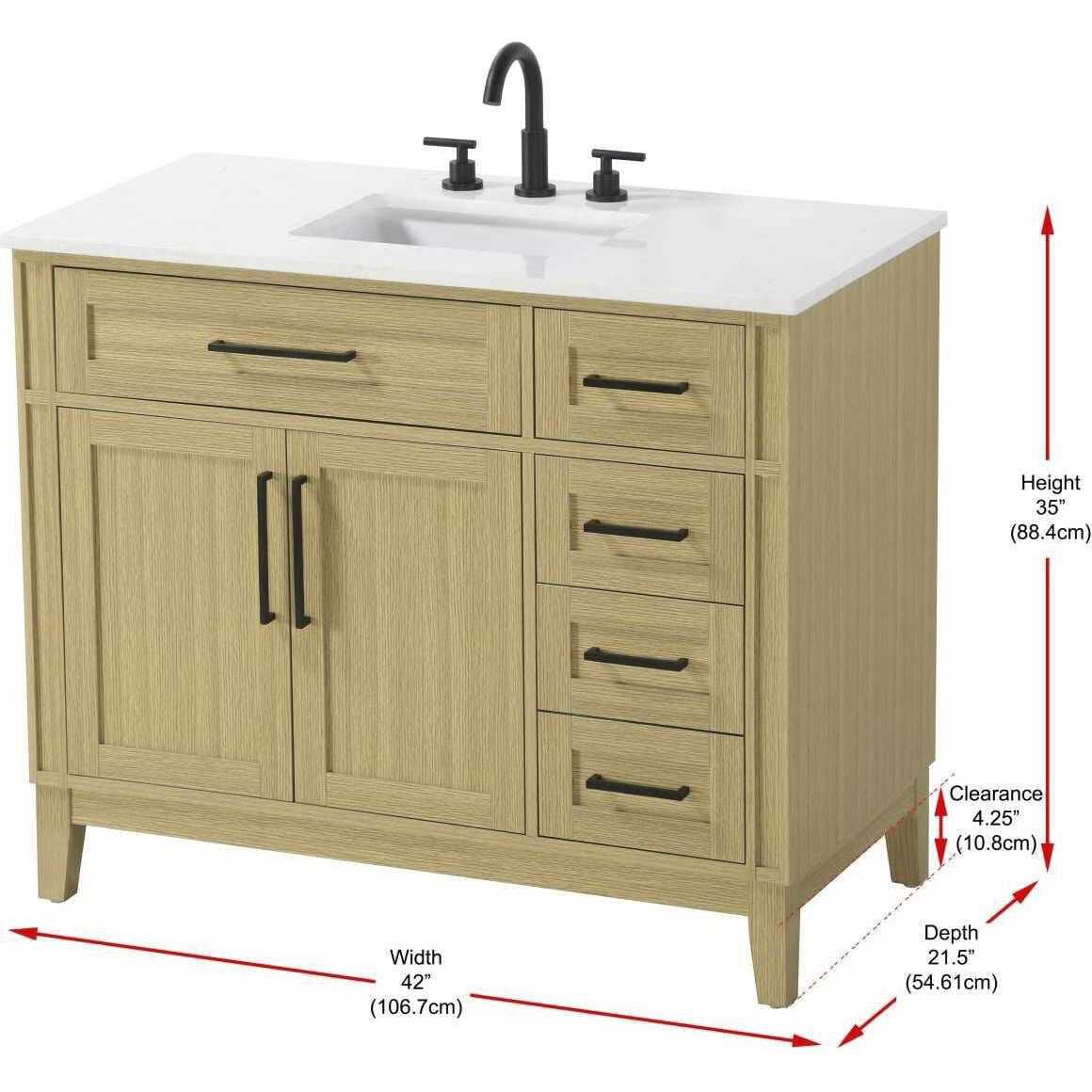 Virginia 42 X 35 inch Honey Brown Bathroom Vanity Cabinet