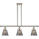 Ballston Small Cone 3 Light 36 inch Polished Nickel Island Light Ceiling Light in Plated Smoke Glass