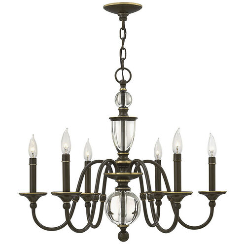 Eleanor 6 Light 27.25 inch Light Oiled Bronze Indoor Chandelier Ceiling Light