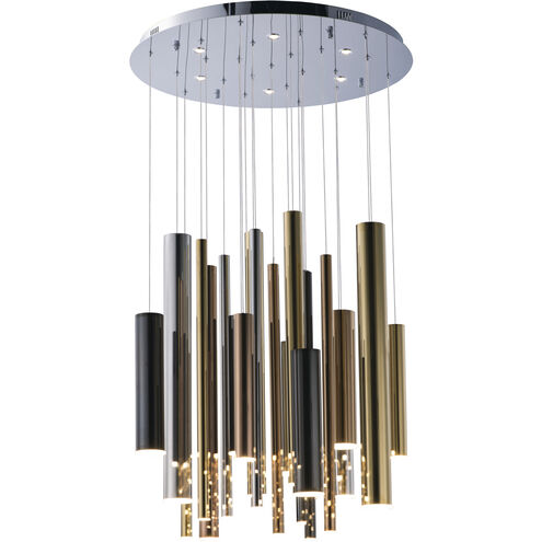 Flute LED 25.5 inch Multi-Plated Multi-Light Pendant Ceiling Light