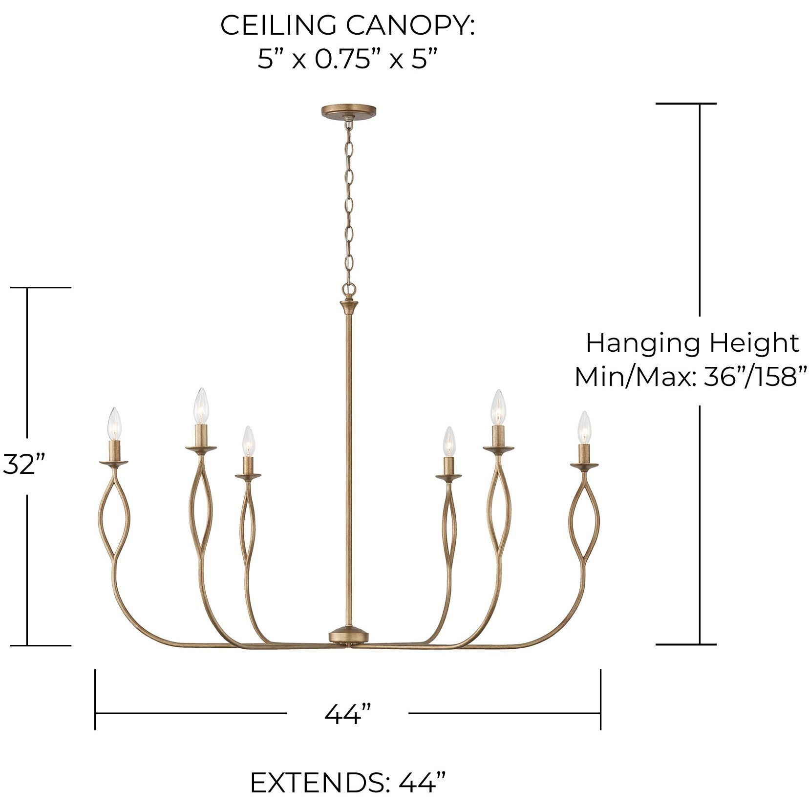 Cohen 6 Light 44 inch Mystic Luster Chandelier Ceiling Light