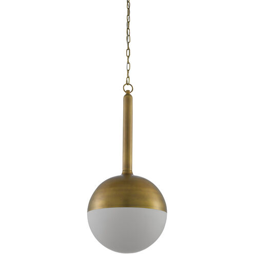 Moonward 1 Light 14 inch Antique Brass/Opaque White Pendant Ceiling Light