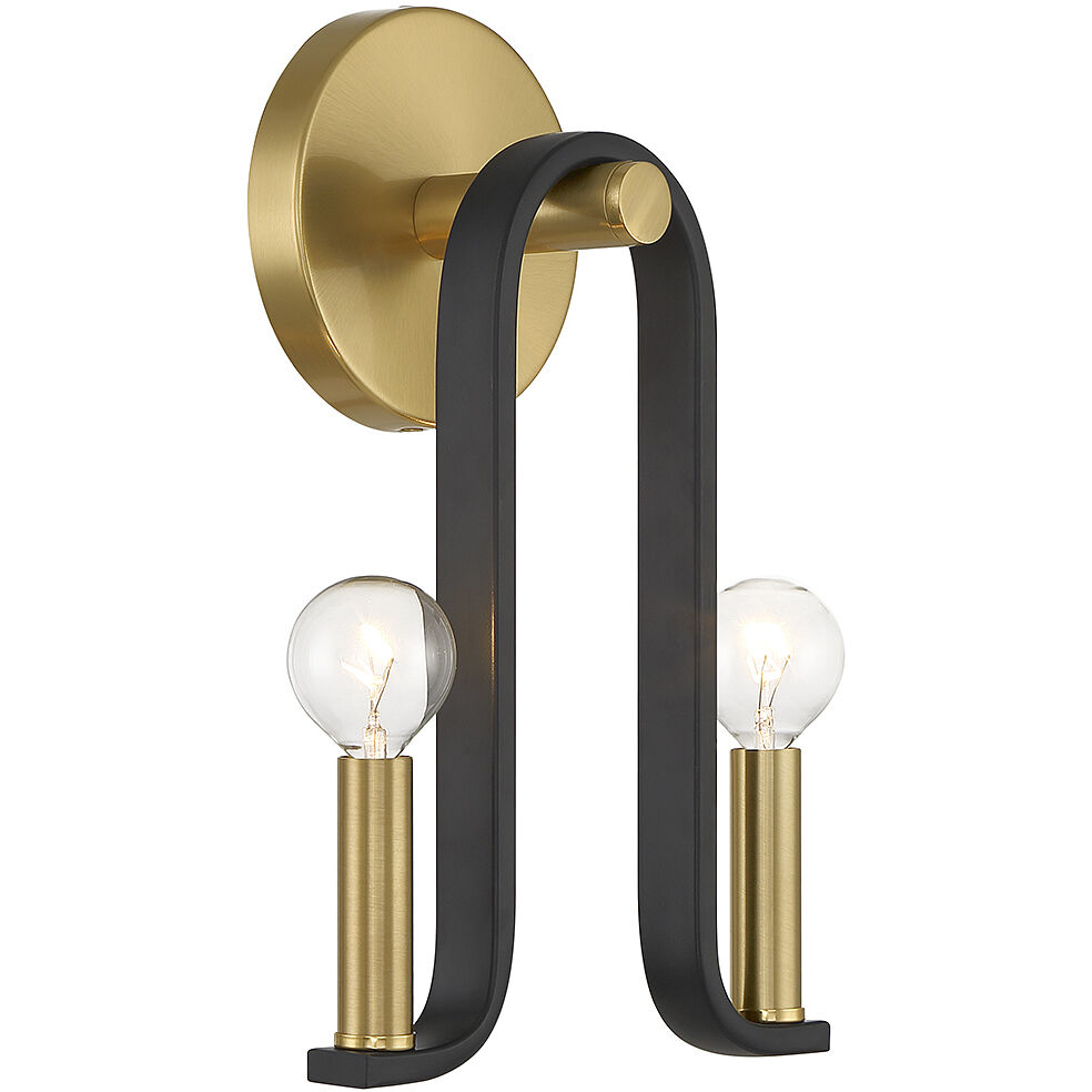 Archway 2 Light 9 inch Black with Warm Brass Accents ADA Wall Sconce Wall Light