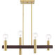 Helsinki 4 Light 8 inch Satin Brass with Bronze Accents Chandelier Ceiling Light