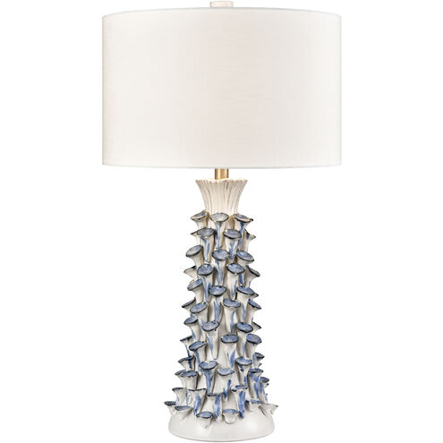Habel 31 inch 150 watt White Glazed with Blue Table Lamp Portable Light