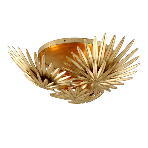 Savvy 3 Light 22 inch Vintage Gold Leaf Semi Flush Ceiling Light 