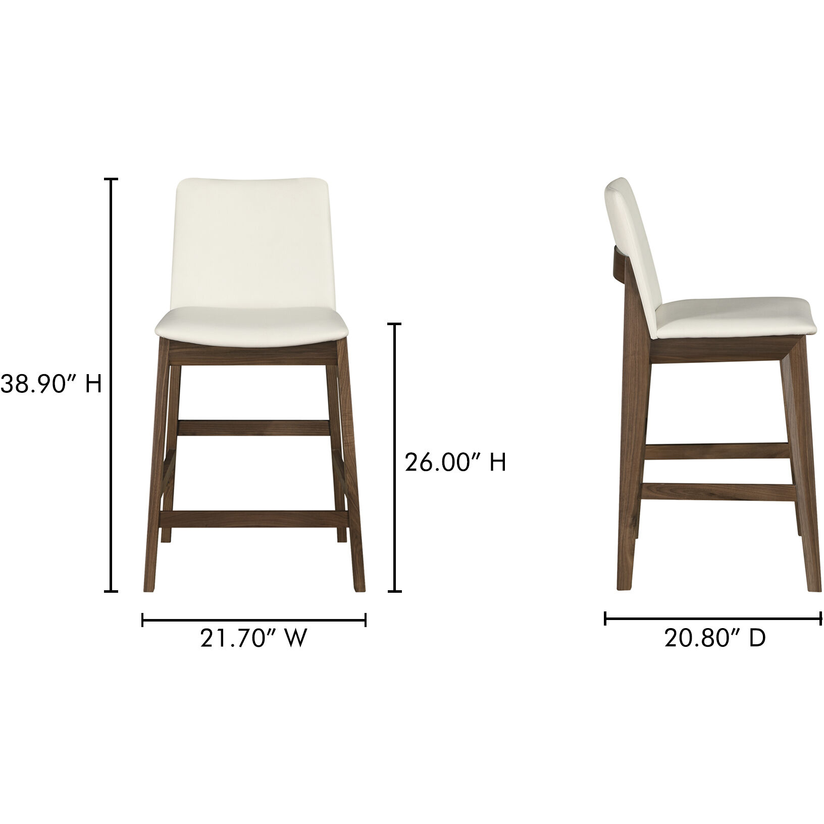 Deco 38.9 inch White Counter Stool