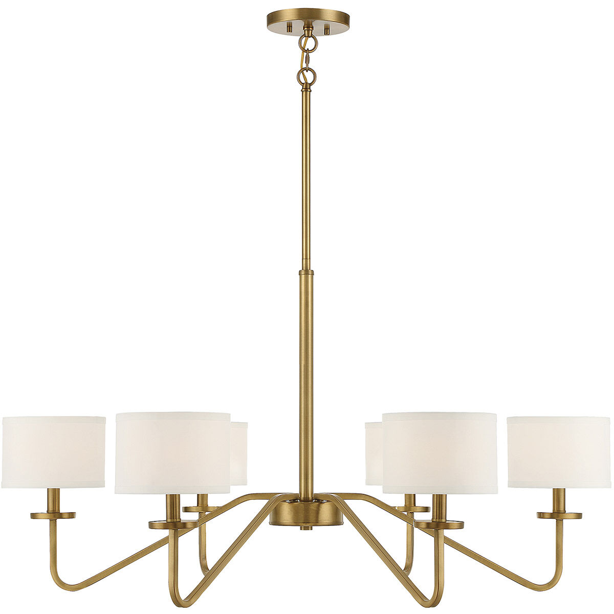 Transitional 6 Light 42 inch Natural Brass Chandelier Ceiling Light
