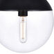 Eclipse 1 Light 10 inch Black and Clear Pendant Ceiling Light