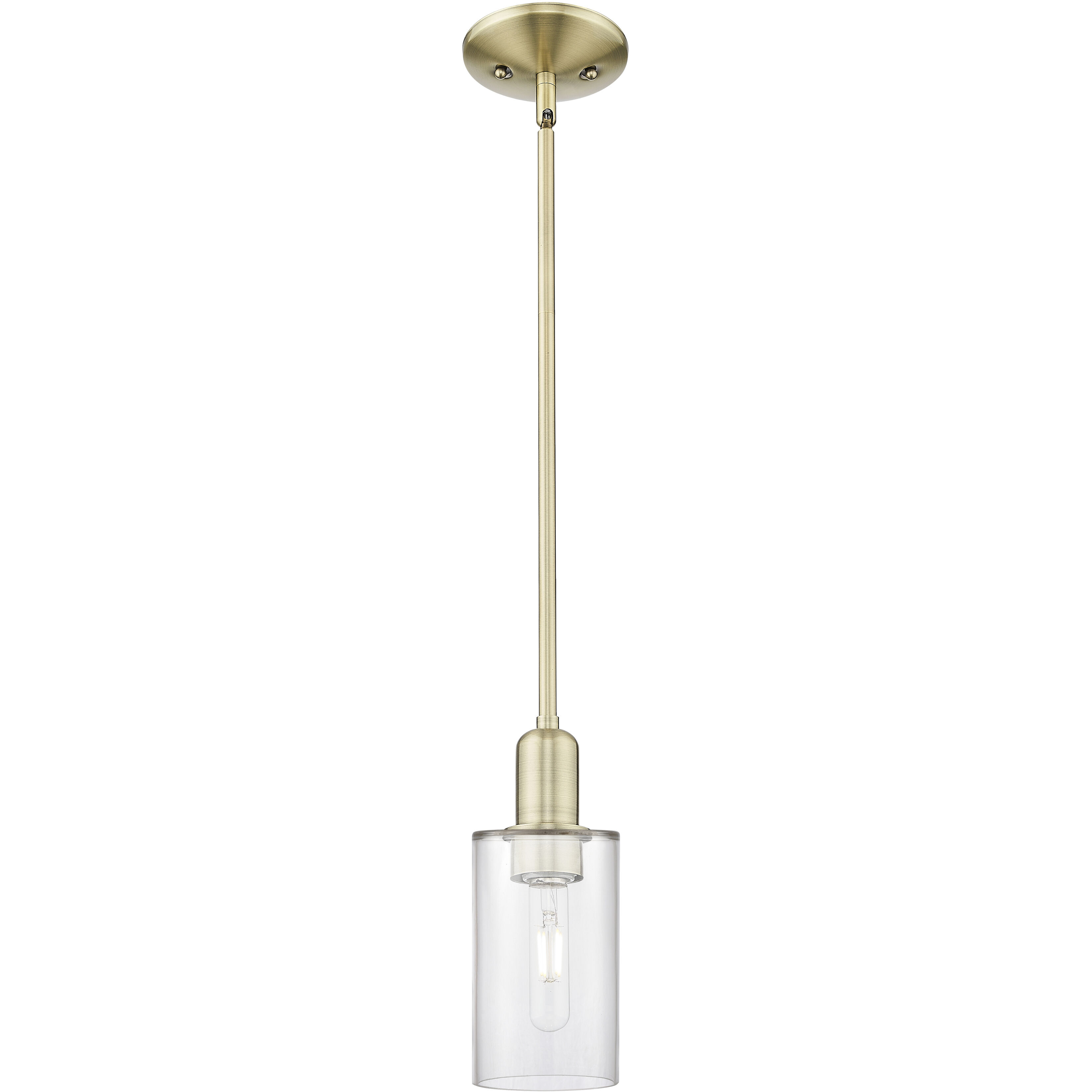 Arcadia Clymer 1 Light 4.88 inch Antique Brass Mini Pendant Ceiling Light in Clear