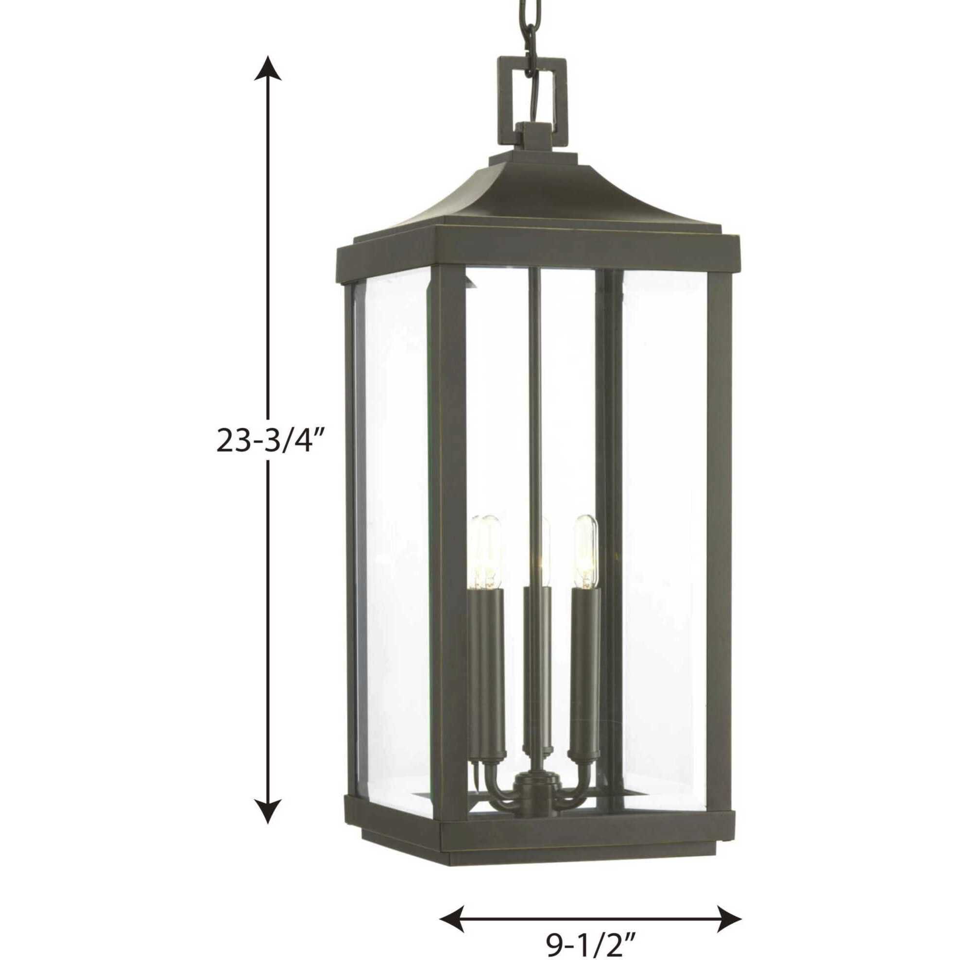 Caelum 3 Light 9.5 inch Antique Bronze Outdoor Hanging Lantern, Design Series