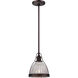 ML 1 Light 8 inch Dark Brushed Bronze Mini Pendant Ceiling Light in Dark Brushed Bronze Plated