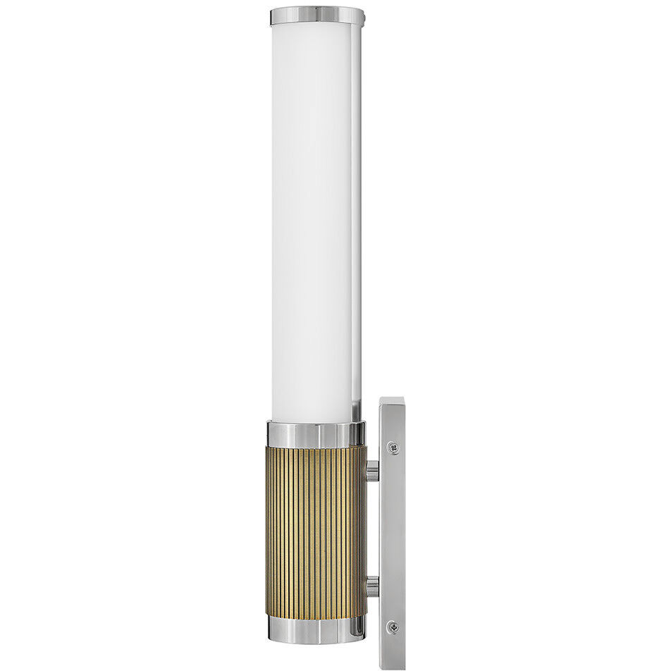 Zevi LED 5 inch Polished Nickel with Lacquered Brass Vanity Light Wall Light, Vertical