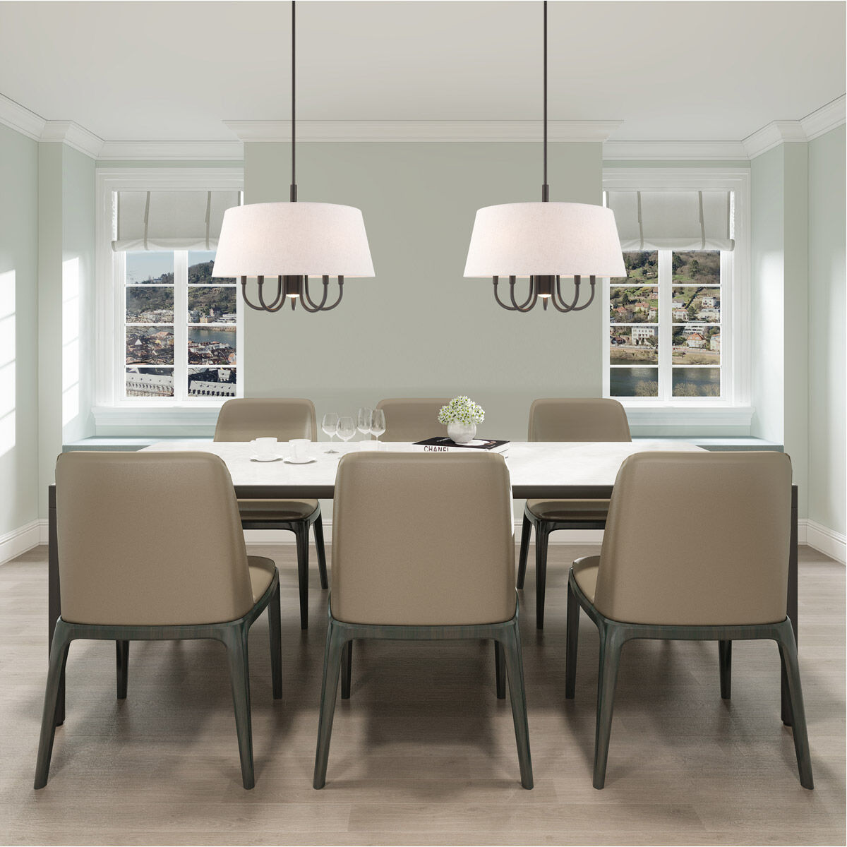 Belclaire 6 Light 24 inch English Bronze Pendant Chandelier Ceiling Light