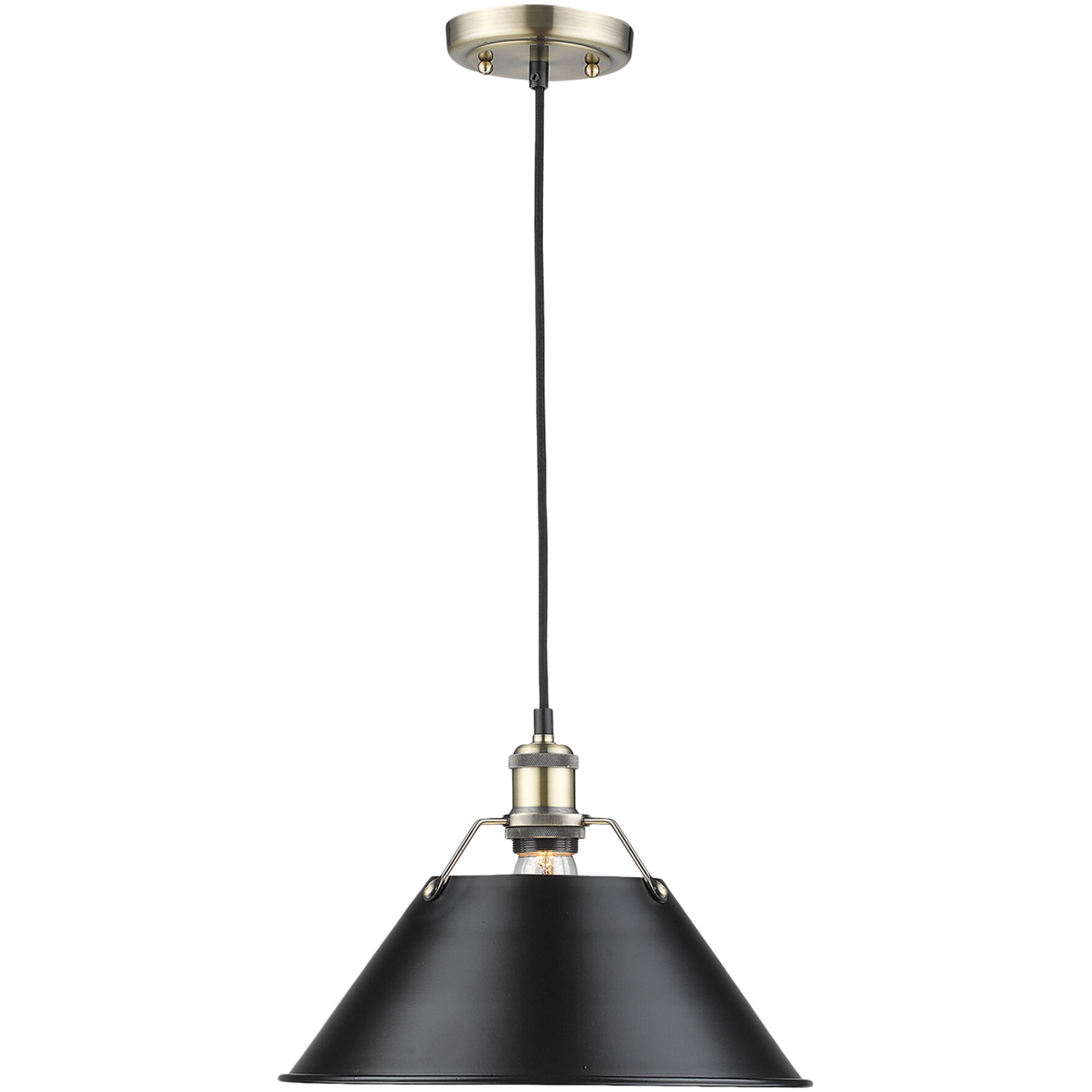 Yep Orwell 1 Light 14 inch Aged Brass Pendant Ceiling Light in Matte Black, Large
