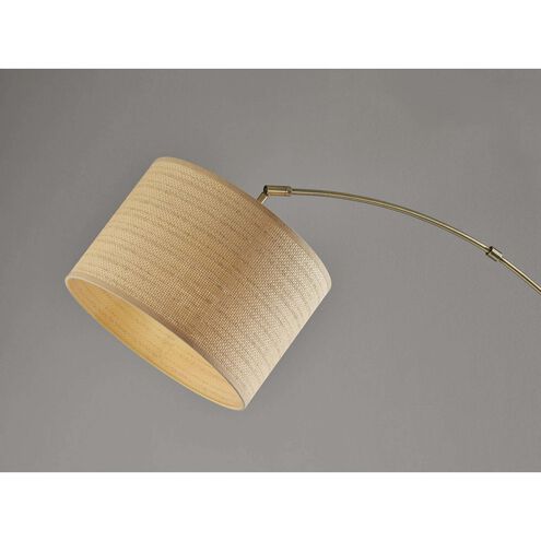 Bowery 74 inch 100.00 watt Antique Brass Arc Lamp Portable Light in Natural Woven with Beige Trim 