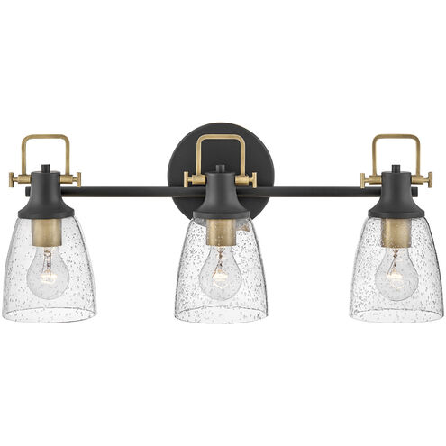 Easton 3 Light 24 inch Black with Heritage Brass Vanity Light Wall Light