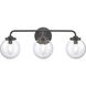 Fairbanks 3 Light 23.25 inch Matte Black Vanity Light Wall Light in Clear