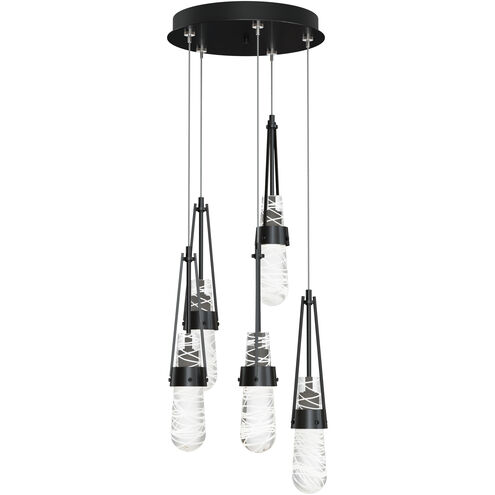 Link 5 Light 13 inch Ink Mini Pendant Ceiling Light in Clear with White Threading