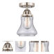 Nouveau 2 Bellmont LED 6 inch Brushed Satin Nickel Semi-Flush Mount Ceiling Light in Seedy Glass
