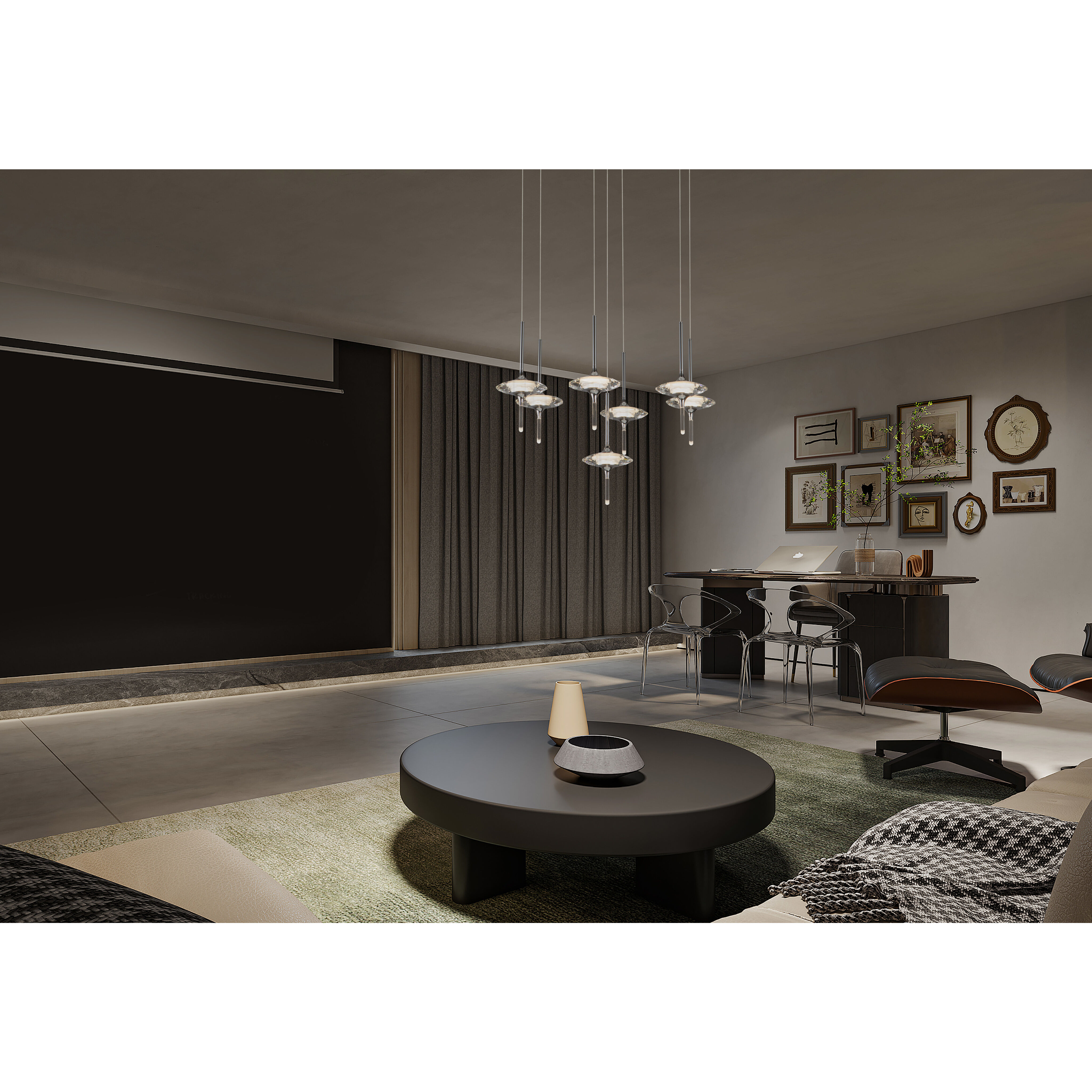 Light-Year LED 19.7 inch Chrome and Gray Multi-Pendant Ceiling Light