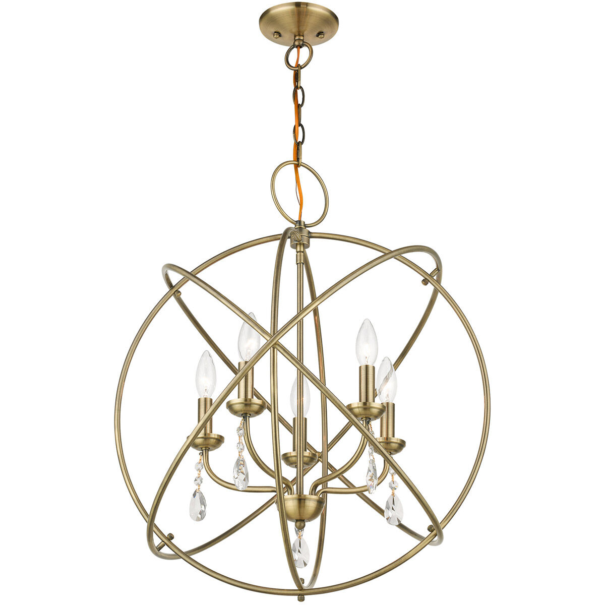 Aria 5 Light 24 inch Antique Brass Chandelier Ceiling Light